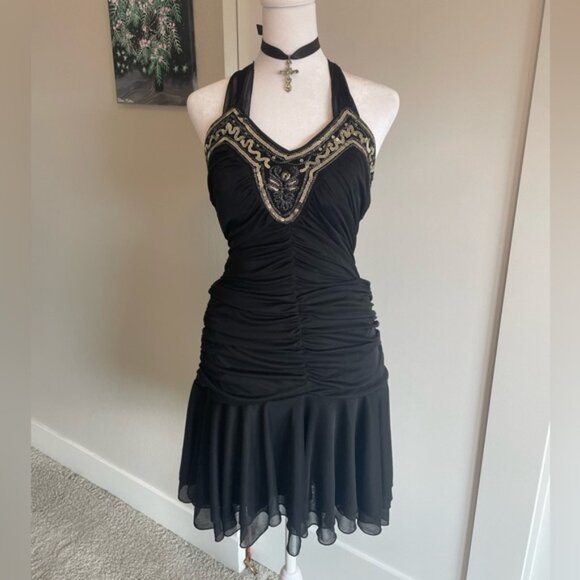 vintage y2k speechless halter style cocktail dress with sequin detailing - Picture 1 of 4
